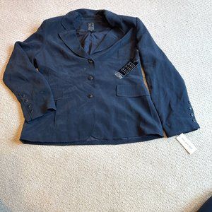 Due per Due Blazer Jacket Pure Simple Silk Black Classic Career Size 14 NWT